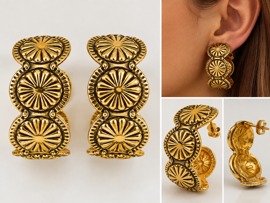 ✨ Boucles d’oreilles Soleil Antique créoles